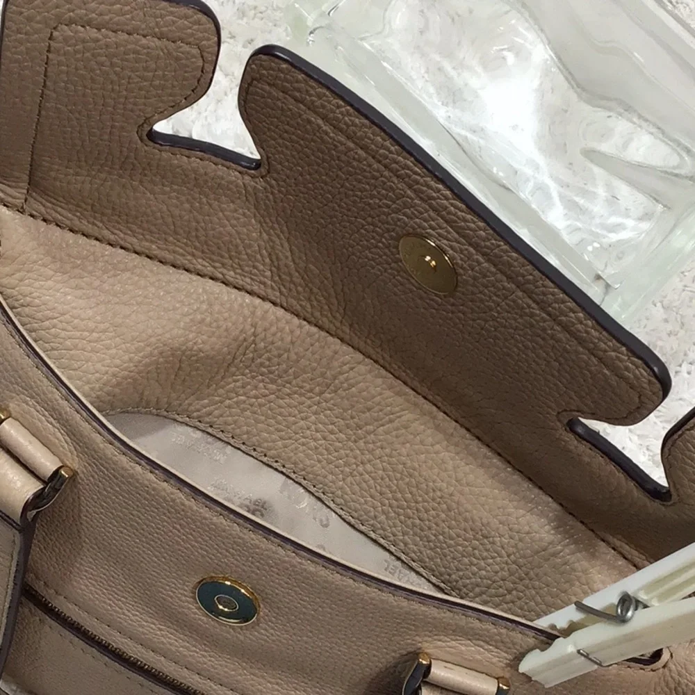 MMK taupe pebbled leather satchel